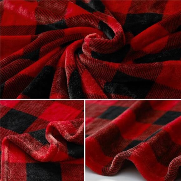 Fleece Throw Blankets, Buffalo Plaid Throw Blanket for Couch Sofa Bed, Soft Warm - Picture 4 of 8